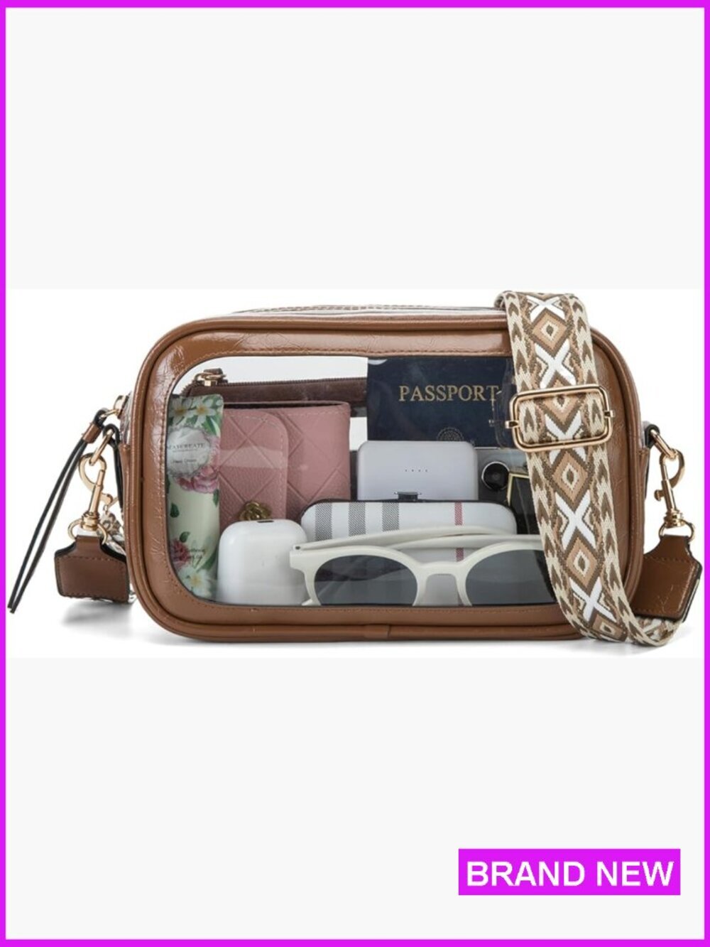 Clear Crossbody Bag for Stadium Events Clear Purse for Women Adjustable Strap